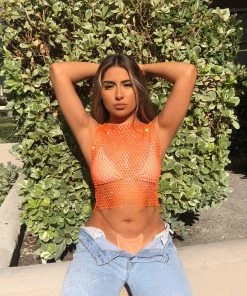 Sorelleuk New Arrivals Lila Diamantè Top - Orange