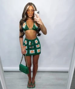 Sorelleuk New Arrivals Stephy Crochet 2 Piece - Green