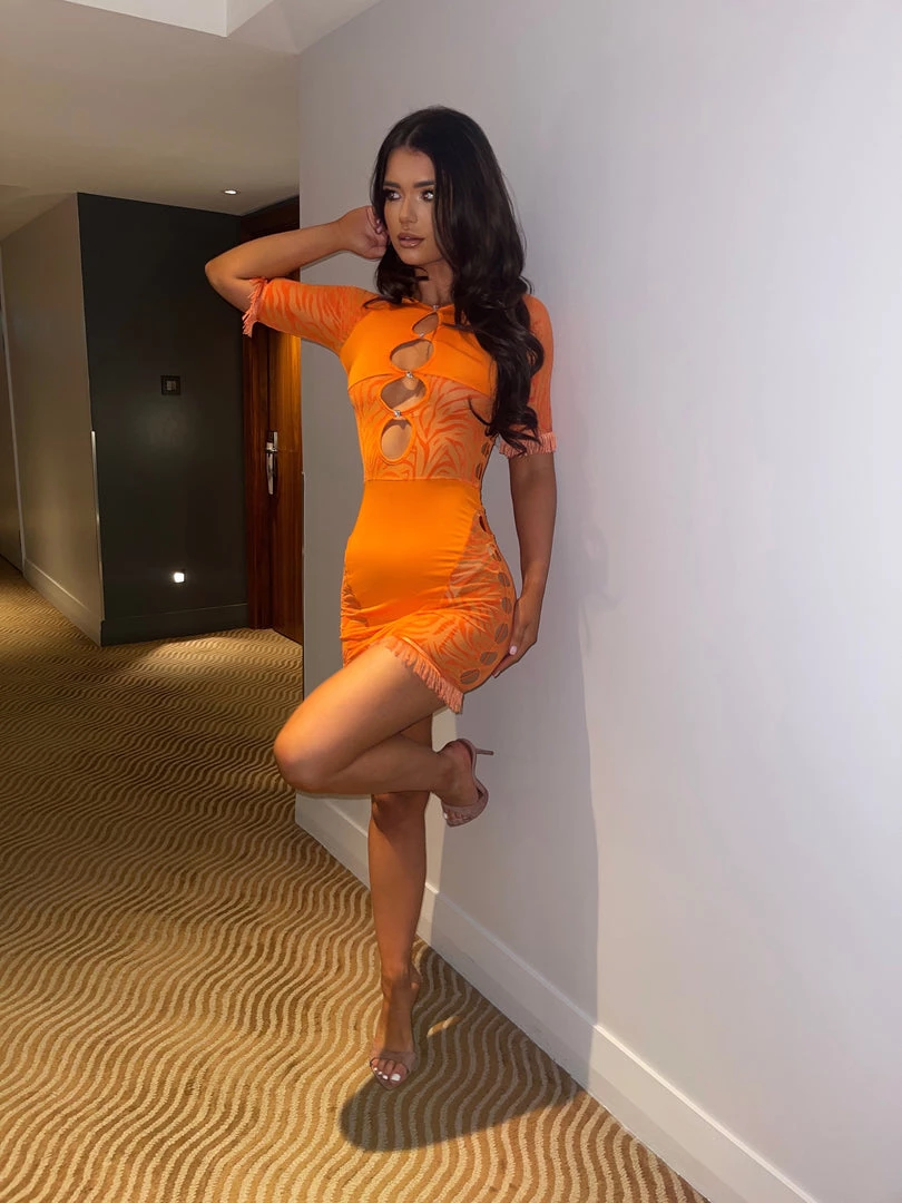 Sorelleuk Jenner Cut Out Dress - Orange 2 Sorelleuk Jenner Cut Out Dress - Orange