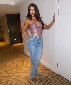 Sorelleuk Holly Luxe Diamanté Top - Lilac