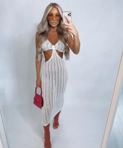 Sorelleuk Capri Metallic Dress - White New Arrivals