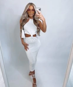 Sorelleuk Clothing Hayley Metallic Dress - White