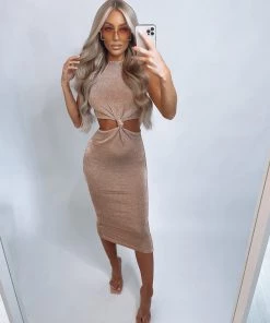 Sorelleuk Hayley Metallic Dress - Rose Gold New Arrivals
