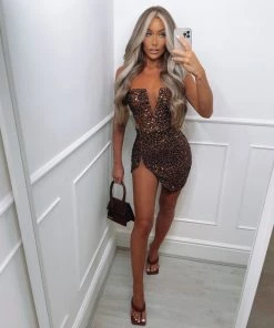 Sorelleuk Aria Sequin Dress - Brown