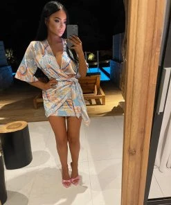 Sorelleuk Darcie Wrap Dress - Blue Clothing