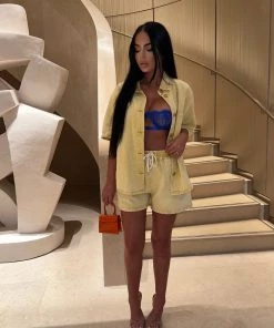 Sorelleuk Maddox Denim Two Piece - Yellow New Arrivals