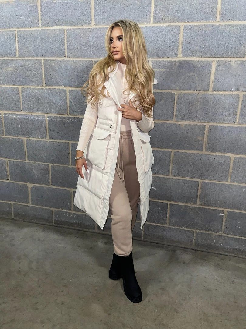 Sorelleuk New Arrivals Mona Hooded Gilet - Cream 4 Sorelleuk New Arrivals Mona Hooded Gilet - Cream