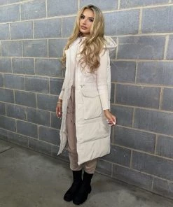 Sorelleuk New Arrivals Mona Hooded Gilet - Cream 6 Sorelleuk New Arrivals Mona Hooded Gilet - Cream