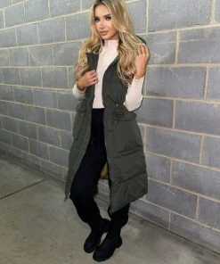 Sorelleuk New Arrivals Mona Hooded Gilet - Khaki