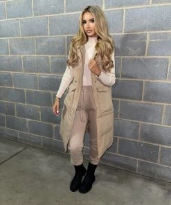 Sorelleuk New Arrivals Mona Hooded Gilet - Nude 5 Sorelleuk New Arrivals Mona Hooded Gilet - Nude