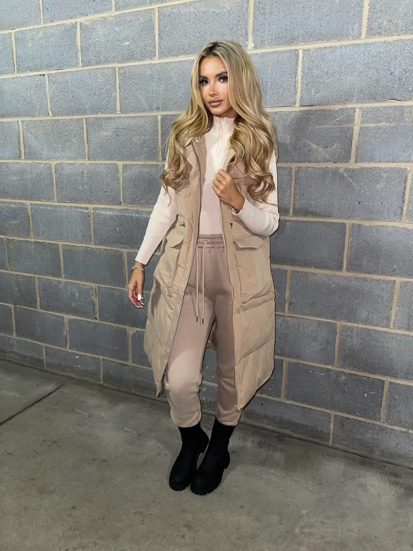 Sorelleuk New Arrivals Mona Hooded Gilet - Nude 3 Sorelleuk New Arrivals Mona Hooded Gilet - Nude