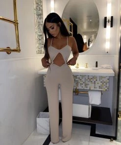 Sorelleuk Quinny Knot Jumpsuit - Beige