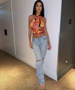 Sorelleuk New Arrivals Lucia Wrap Top - Orange