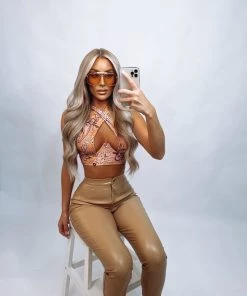 Sorelleuk New Arrivals Lennie Faux Leather Trousers - Nude