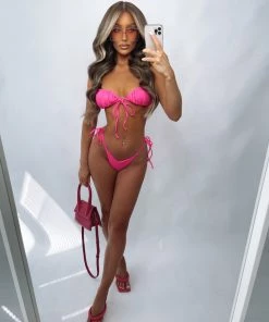 Sorelleuk Jessie Ruched Bikini - Hot Pink