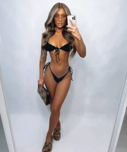 Sorelleuk Clothing Jessie Ruched Bikini - Black