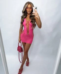 Sorelleuk Aurora Diamanté Dress - Pink