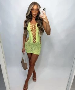 Sorelleuk Aurora Diamanté Dress - Yellow Clothing