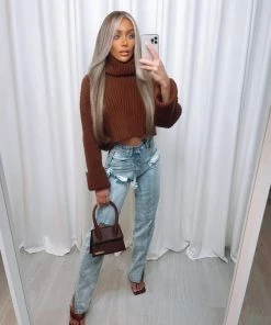 Sorelleuk New Arrivals Kai Cropped Jumper - Brown (SALE)