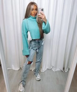 Sorelleuk Kai Cropped Jumper - Turquoise (SALE)