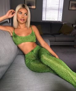 Sorelle Kylie Metallic Two Piece - Emerald