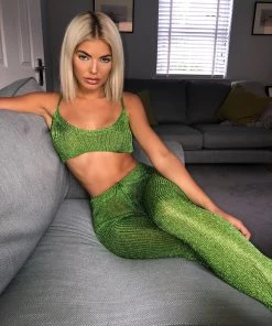 Sorelle Kylie Metallic Two Piece - Emerald