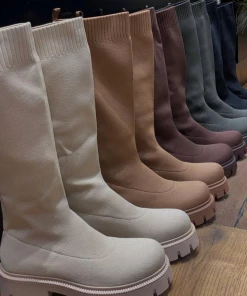 Sorelleuk Knitted Chelsea Boots - Cream