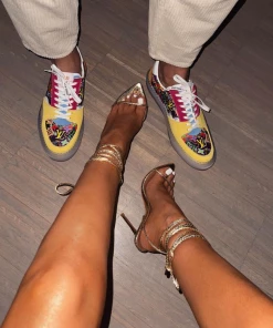 Sorelleuk Sorelle Naked Tie Up Heels - Gold Snake