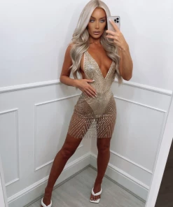 Sorelleuk Cesca Glitter Dress - Gold New Arrivals