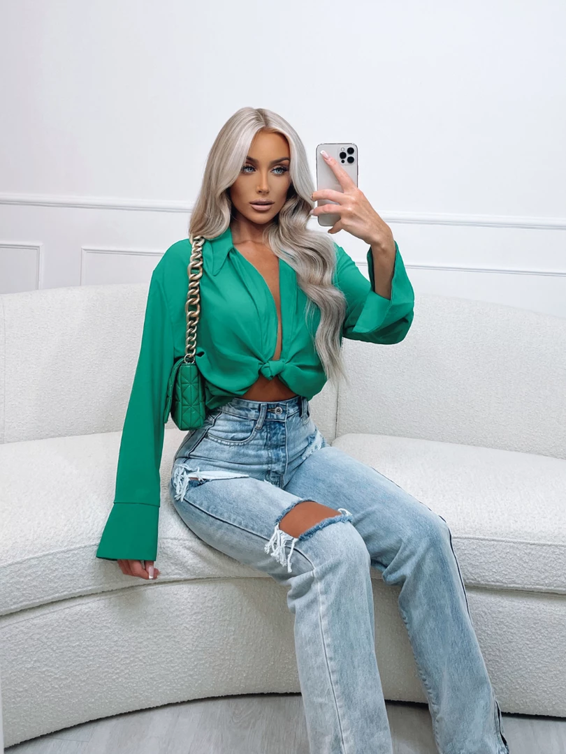 Sorelleuk Lainey Tie Shirt - Emerald 1 Sorelleuk Lainey Tie Shirt - Emerald