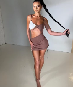 Sorelleuk Rosie Cut Out Dress - Brown New Arrivals 5 Sorelleuk Rosie Cut Out Dress - Brown New Arrivals