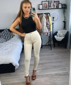 Sorelleuk Lennie Faux Leather Trousers - Cream New Arrivals