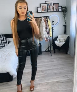 Sorelleuk New Arrivals Lennie Faux Leather Trousers - Black