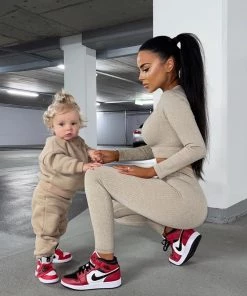 Sorelleuk Sorelle Luxe Ribbed Two Piece - Beige