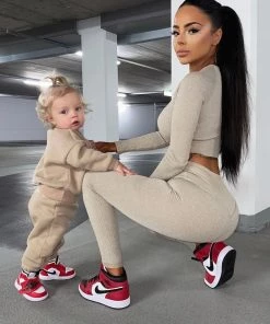 Sorelleuk Sorelle Luxe Ribbed Two Piece - Beige