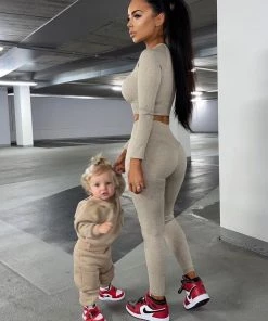 Sorelleuk Sorelle Luxe Ribbed Two Piece - Beige