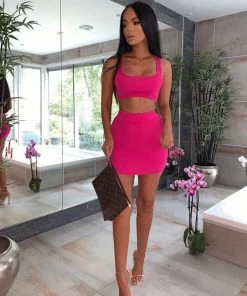 Sorelle Jordan Ribbed Two Piece - Hot Pink New Arrivals