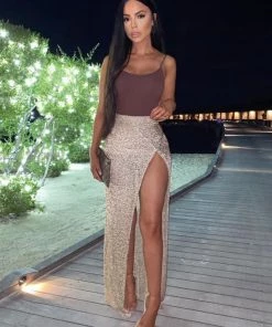 Sorelle Vienna Metallic Wrap Skirt - Gold