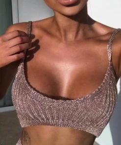 Sorelle Chiara Metallic Crop Top - Rose Gold