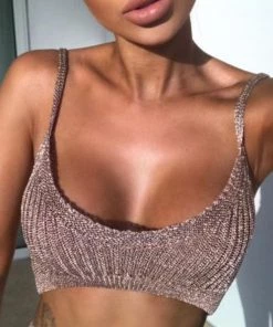 Sorelle Chiara Metallic Crop Top - Rose Gold