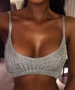 Sorelle Chiara Metallic Crop Top - Silver New Arrivals