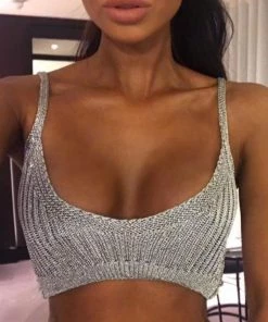 Sorelle Chiara Metallic Crop Top - Silver New Arrivals