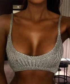 Sorelle Chiara Metallic Crop Top - Silver New Arrivals