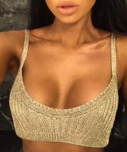 Sorelle Chiara Metallic Crop Top - Gold New Arrivals