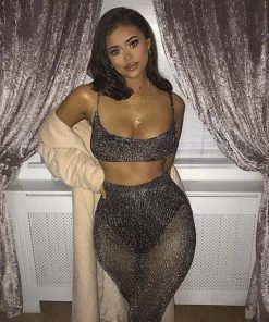 Sorelle Clothing Serena Metallic Two Piece - Gunmetal (PRE ORDER)