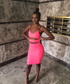 Sorelle Elle Neon Dress - Hot Pink (SALE)