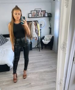 Sorelleuk New Arrivals Lennie Faux Leather Trousers - Black 5 Sorelleuk New Arrivals Lennie Faux Leather Trousers - Black