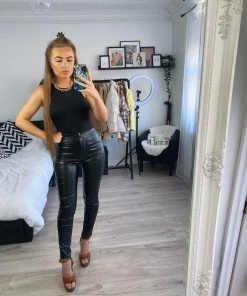 Sorelleuk New Arrivals Lennie Faux Leather Trousers - Black