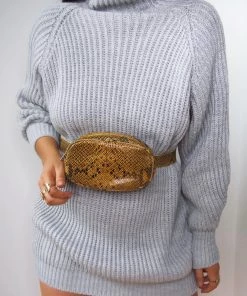 Sorelle UK PREMIUM Snake Print Leather Bum Bag - Mustard (SALE)