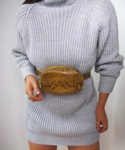 Sorelle UK PREMIUM Snake Print Leather Bum Bag - Mustard (SALE)